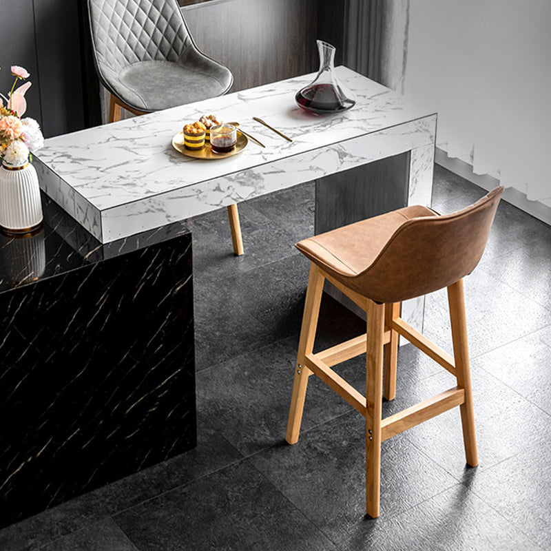 Contemporary Solid Wood Legs Faux Leather Indoor Bar Stools with Footrest Clearhalo 'Bar Furniture' 'Bar Stools' 'bar_stools' 'furn' 'furn_bar_stools' 'Furniture' 'Kitchen & Dining Furniture' 7748287