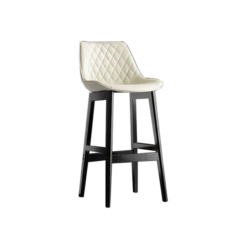 Contemporary Solid Wood Legs Faux Leather Indoor Bar Stools with Footrest Black White 1 Piece Clearhalo 'Bar Furniture' 'Bar Stools' 'bar_stools' 'furn' 'furn_bar_stools' 'Furniture' 'Kitchen & Dining Furniture' 7748288