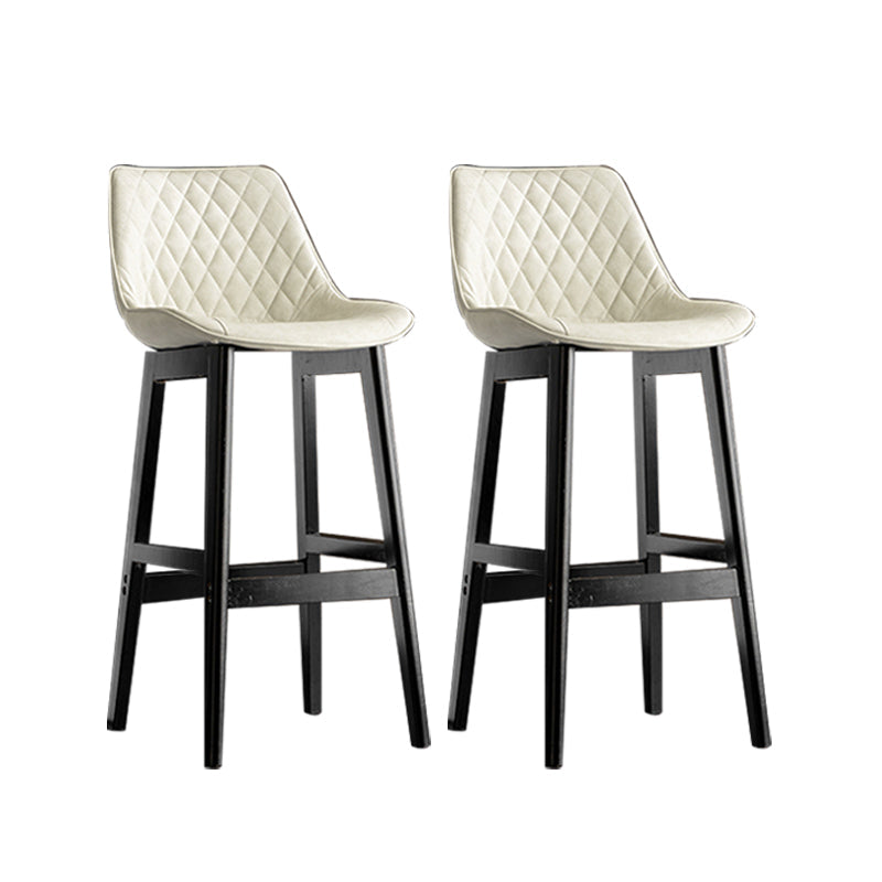 Contemporary Solid Wood Legs Faux Leather Indoor Bar Stools with Footrest Black White 2 Piece Set Clearhalo 'Bar Furniture' 'Bar Stools' 'bar_stools' 'furn' 'furn_bar_stools' 'Furniture' 'Kitchen & Dining Furniture' 7748289