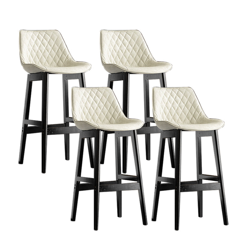 Contemporary Solid Wood Legs Faux Leather Indoor Bar Stools with Footrest Black White 4 Piece Set Clearhalo 'Bar Furniture' 'Bar Stools' 'bar_stools' 'furn' 'furn_bar_stools' 'Furniture' 'Kitchen & Dining Furniture' 7748290