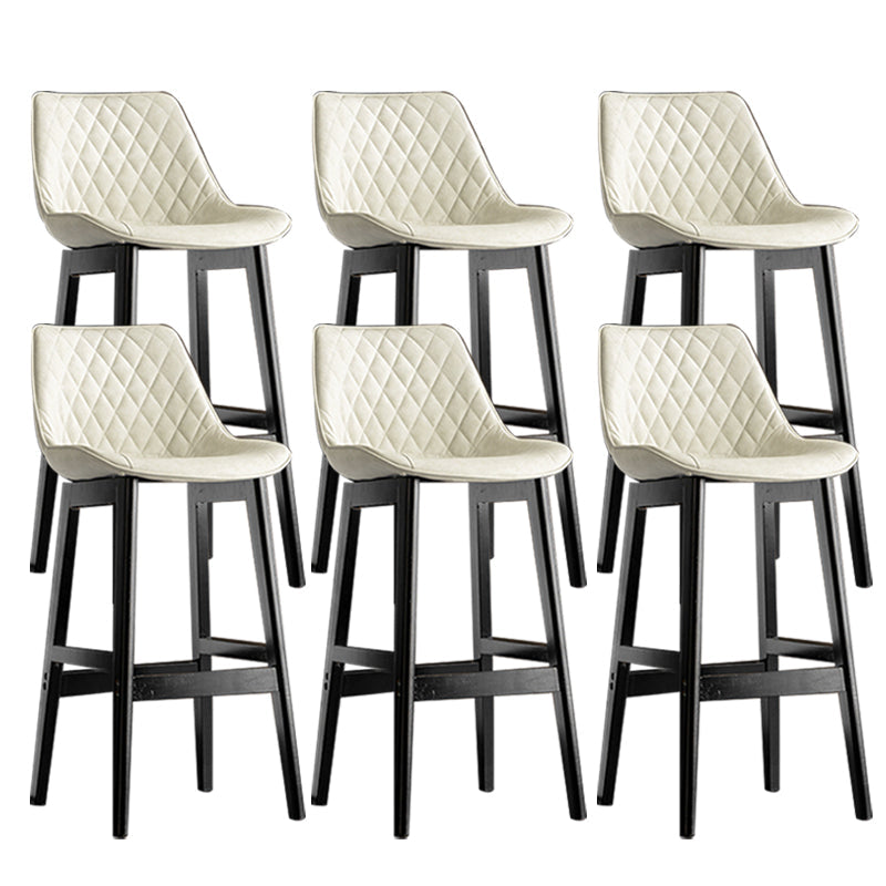 Contemporary Solid Wood Legs Faux Leather Indoor Bar Stools with Footrest Black White 6 Piece Set Clearhalo 'Bar Furniture' 'Bar Stools' 'bar_stools' 'furn' 'furn_bar_stools' 'Furniture' 'Kitchen & Dining Furniture' 7748291