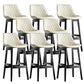 Contemporary Solid Wood Legs Faux Leather Indoor Bar Stools with Footrest Black White 8 Piece Set Clearhalo 'Bar Furniture' 'Bar Stools' 'bar_stools' 'furn' 'furn_bar_stools' 'Furniture' 'Kitchen & Dining Furniture' 7748292