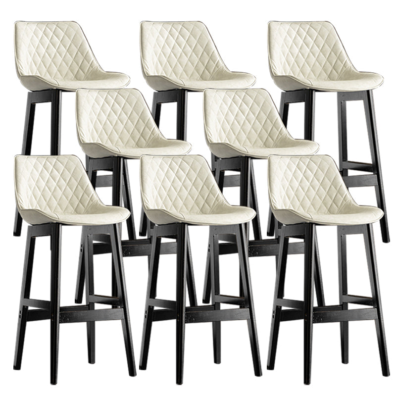 Contemporary Solid Wood Legs Faux Leather Indoor Bar Stools with Footrest Black White 8 Piece Set Clearhalo 'Bar Furniture' 'Bar Stools' 'bar_stools' 'furn' 'furn_bar_stools' 'Furniture' 'Kitchen & Dining Furniture' 7748292