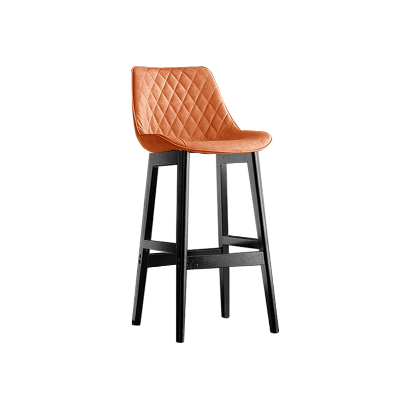 Contemporary Solid Wood Legs Faux Leather Indoor Bar Stools with Footrest Black Orange 1 Piece Clearhalo 'Bar Furniture' 'Bar Stools' 'bar_stools' 'furn' 'furn_bar_stools' 'Furniture' 'Kitchen & Dining Furniture' 7748293