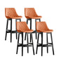 Contemporary Solid Wood Legs Faux Leather Indoor Bar Stools with Footrest Black Orange 4 Piece Set Clearhalo 'Bar Furniture' 'Bar Stools' 'bar_stools' 'furn' 'furn_bar_stools' 'Furniture' 'Kitchen & Dining Furniture' 7748295