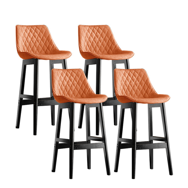 Contemporary Solid Wood Legs Faux Leather Indoor Bar Stools with Footrest Black Orange 4 Piece Set Clearhalo 'Bar Furniture' 'Bar Stools' 'bar_stools' 'furn' 'furn_bar_stools' 'Furniture' 'Kitchen & Dining Furniture' 7748295