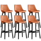 Contemporary Solid Wood Legs Faux Leather Indoor Bar Stools with Footrest Black Orange 6 Piece Set Clearhalo 'Bar Furniture' 'Bar Stools' 'bar_stools' 'furn' 'furn_bar_stools' 'Furniture' 'Kitchen & Dining Furniture' 7748296