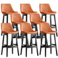 Contemporary Solid Wood Legs Faux Leather Indoor Bar Stools with Footrest Black Orange 8 Piece Set Clearhalo 'Bar Furniture' 'Bar Stools' 'bar_stools' 'furn' 'furn_bar_stools' 'Furniture' 'Kitchen & Dining Furniture' 7748297