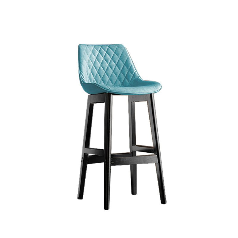 Contemporary Solid Wood Legs Faux Leather Indoor Bar Stools with Footrest Black Blue 1 Piece Clearhalo 'Bar Furniture' 'Bar Stools' 'bar_stools' 'furn' 'furn_bar_stools' 'Furniture' 'Kitchen & Dining Furniture' 7748298