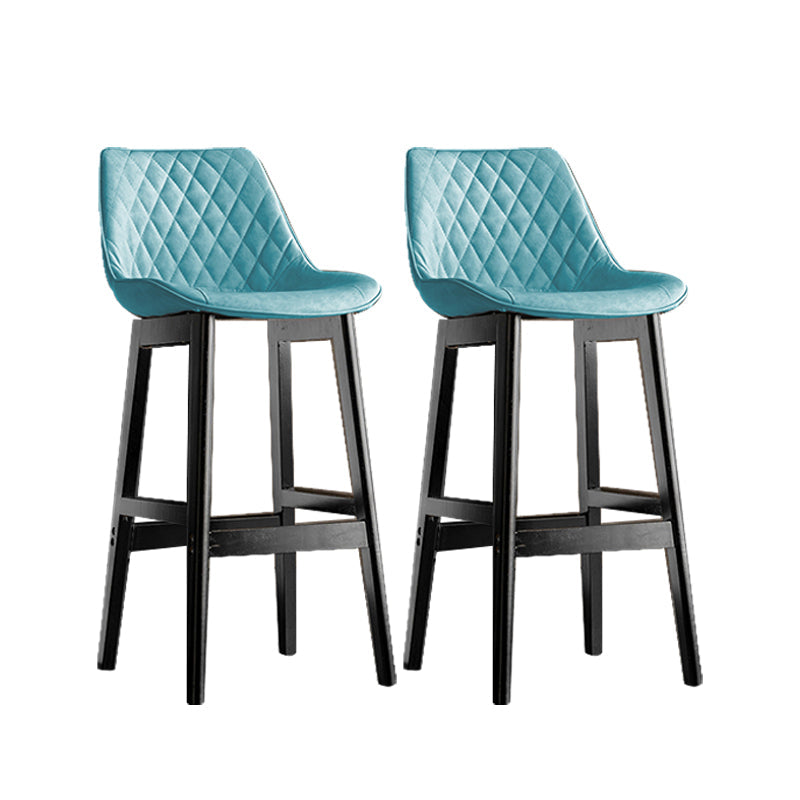 Contemporary Solid Wood Legs Faux Leather Indoor Bar Stools with Footrest Black Blue 2 Piece Set Clearhalo 'Bar Furniture' 'Bar Stools' 'bar_stools' 'furn' 'furn_bar_stools' 'Furniture' 'Kitchen & Dining Furniture' 7748299