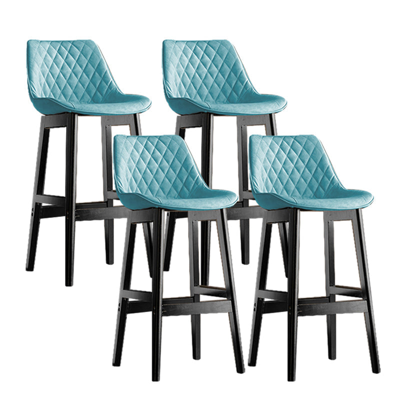 Contemporary Solid Wood Legs Faux Leather Indoor Bar Stools with Footrest Black Blue 4 Piece Set Clearhalo 'Bar Furniture' 'Bar Stools' 'bar_stools' 'furn' 'furn_bar_stools' 'Furniture' 'Kitchen & Dining Furniture' 7748300
