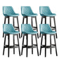 Contemporary Solid Wood Legs Faux Leather Indoor Bar Stools with Footrest Black Blue 6 Piece Set Clearhalo 'Bar Furniture' 'Bar Stools' 'bar_stools' 'furn' 'furn_bar_stools' 'Furniture' 'Kitchen & Dining Furniture' 7748301