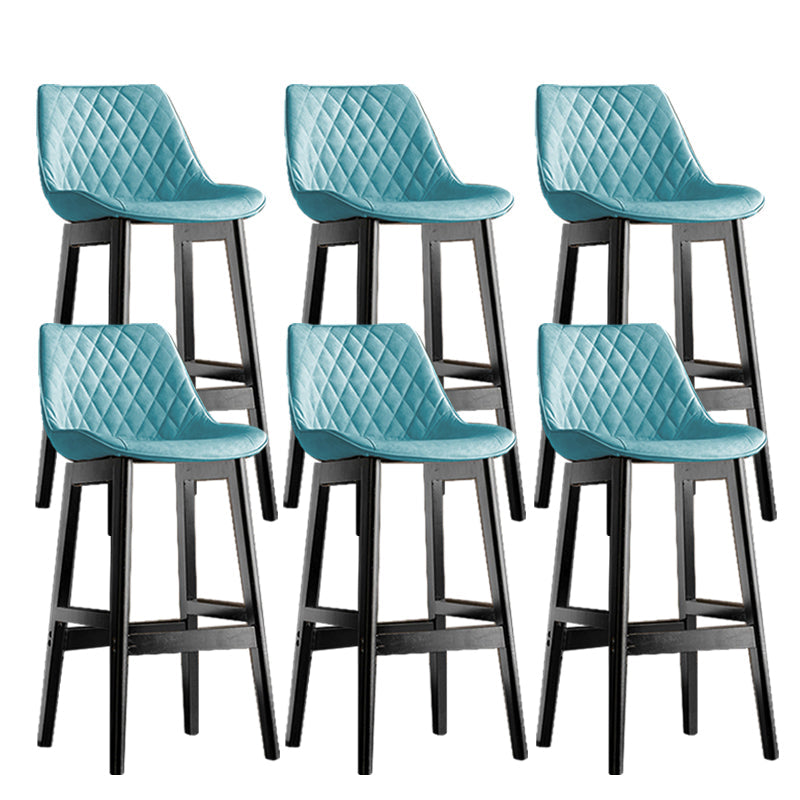 Contemporary Solid Wood Legs Faux Leather Indoor Bar Stools with Footrest Black Blue 6 Piece Set Clearhalo 'Bar Furniture' 'Bar Stools' 'bar_stools' 'furn' 'furn_bar_stools' 'Furniture' 'Kitchen & Dining Furniture' 7748301