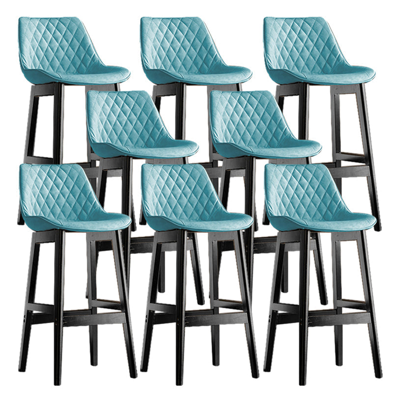 Contemporary Solid Wood Legs Faux Leather Indoor Bar Stools with Footrest Black Blue 8 Piece Set Clearhalo 'Bar Furniture' 'Bar Stools' 'bar_stools' 'furn' 'furn_bar_stools' 'Furniture' 'Kitchen & Dining Furniture' 7748302