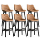 Contemporary Solid Wood Legs Faux Leather Indoor Bar Stools with Footrest Black Brown 6 Piece Set Clearhalo 'Bar Furniture' 'Bar Stools' 'bar_stools' 'furn' 'furn_bar_stools' 'Furniture' 'Kitchen & Dining Furniture' 7748306