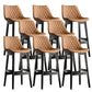 Contemporary Solid Wood Legs Faux Leather Indoor Bar Stools with Footrest Black Brown 8 Piece Set Clearhalo 'Bar Furniture' 'Bar Stools' 'bar_stools' 'furn' 'furn_bar_stools' 'Furniture' 'Kitchen & Dining Furniture' 7748307