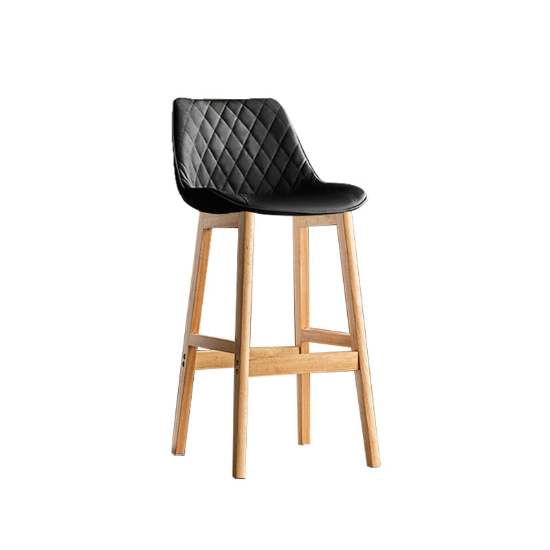 Contemporary Solid Wood Legs Faux Leather Indoor Bar Stools with Footrest Natural Black 1 Piece Clearhalo 'Bar Furniture' 'Bar Stools' 'bar_stools' 'furn' 'furn_bar_stools' 'Furniture' 'Kitchen & Dining Furniture' 7748308