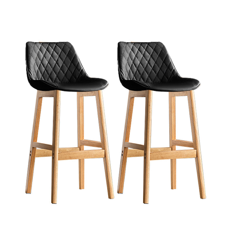 Contemporary Solid Wood Legs Faux Leather Indoor Bar Stools with Footrest Natural Black 2 Piece Set Clearhalo 'Bar Furniture' 'Bar Stools' 'bar_stools' 'furn' 'furn_bar_stools' 'Furniture' 'Kitchen & Dining Furniture' 7748309