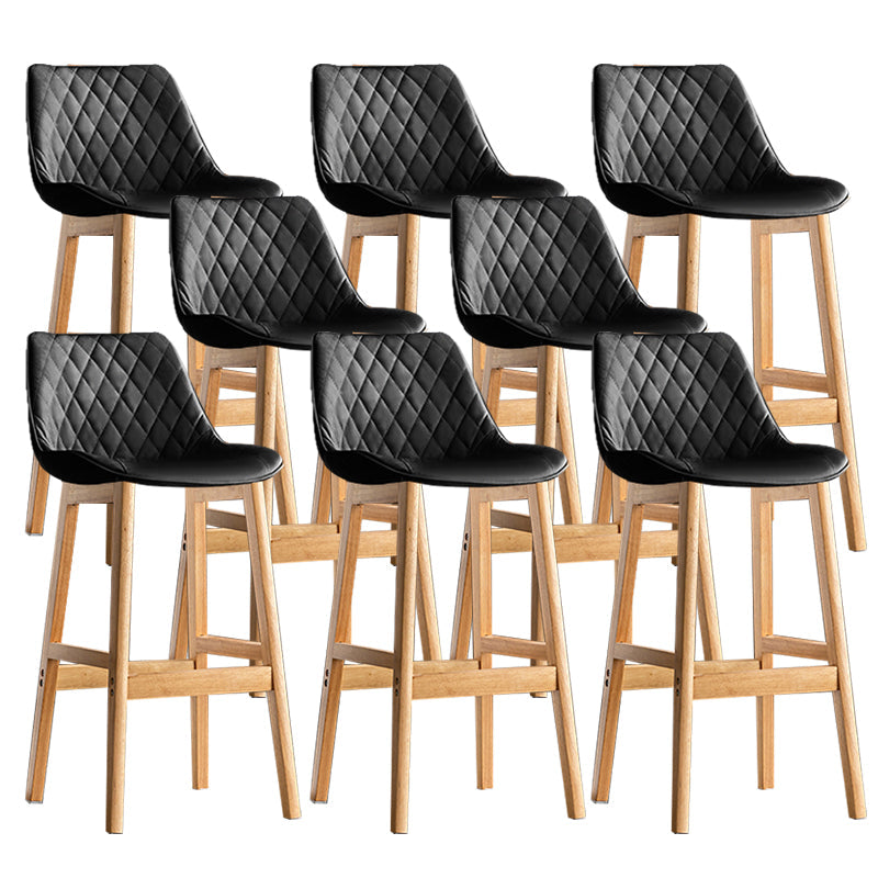 Contemporary Solid Wood Legs Faux Leather Indoor Bar Stools with Footrest Natural Black 8 Piece Set Clearhalo 'Bar Furniture' 'Bar Stools' 'bar_stools' 'furn' 'furn_bar_stools' 'Furniture' 'Kitchen & Dining Furniture' 7748312