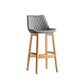Contemporary Solid Wood Legs Faux Leather Indoor Bar Stools with Footrest Natural Gray 1 Piece Clearhalo 'Bar Furniture' 'Bar Stools' 'bar_stools' 'furn' 'furn_bar_stools' 'Furniture' 'Kitchen & Dining Furniture' 7748313