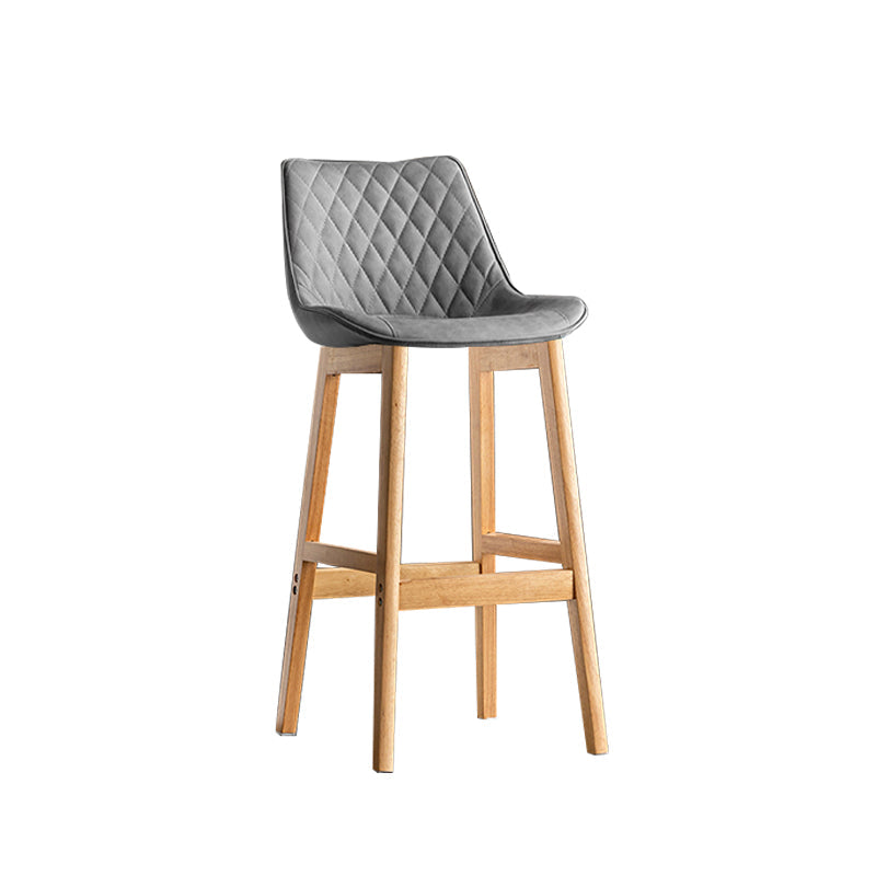 Contemporary Solid Wood Legs Faux Leather Indoor Bar Stools with Footrest Natural Gray 1 Piece Clearhalo 'Bar Furniture' 'Bar Stools' 'bar_stools' 'furn' 'furn_bar_stools' 'Furniture' 'Kitchen & Dining Furniture' 7748313