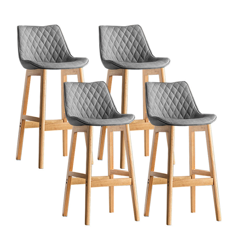 Contemporary Solid Wood Legs Faux Leather Indoor Bar Stools with Footrest Natural Gray 4 Piece Set Clearhalo 'Bar Furniture' 'Bar Stools' 'bar_stools' 'furn' 'furn_bar_stools' 'Furniture' 'Kitchen & Dining Furniture' 7748315