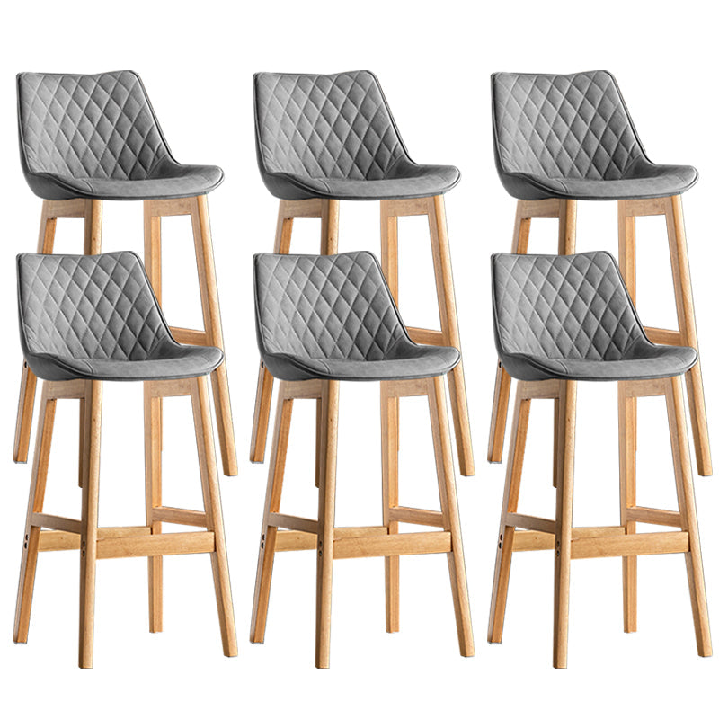 Contemporary Solid Wood Legs Faux Leather Indoor Bar Stools with Footrest Natural Gray 6 Piece Set Clearhalo 'Bar Furniture' 'Bar Stools' 'bar_stools' 'furn' 'furn_bar_stools' 'Furniture' 'Kitchen & Dining Furniture' 7748316