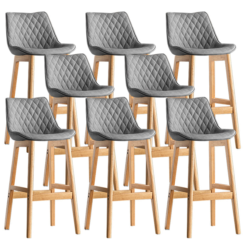 Contemporary Solid Wood Legs Faux Leather Indoor Bar Stools with Footrest Natural Gray 8 Piece Set Clearhalo 'Bar Furniture' 'Bar Stools' 'bar_stools' 'furn' 'furn_bar_stools' 'Furniture' 'Kitchen & Dining Furniture' 7748317