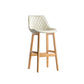 Contemporary Solid Wood Legs Faux Leather Indoor Bar Stools with Footrest Natural White 1 Piece Clearhalo 'Bar Furniture' 'Bar Stools' 'bar_stools' 'furn' 'furn_bar_stools' 'Furniture' 'Kitchen & Dining Furniture' 7748318