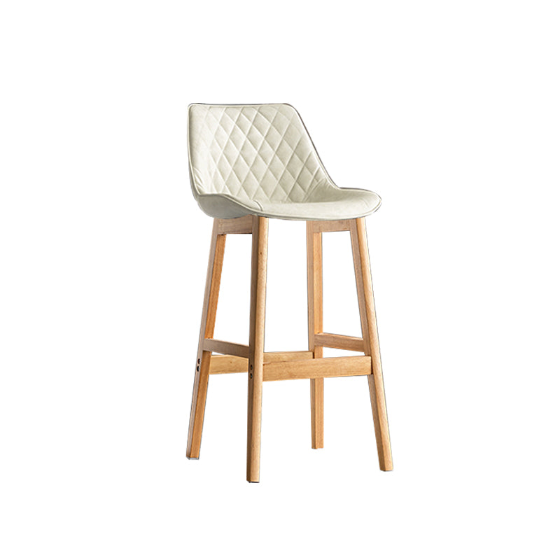 Contemporary Solid Wood Legs Faux Leather Indoor Bar Stools with Footrest Natural White 1 Piece Clearhalo 'Bar Furniture' 'Bar Stools' 'bar_stools' 'furn' 'furn_bar_stools' 'Furniture' 'Kitchen & Dining Furniture' 7748318