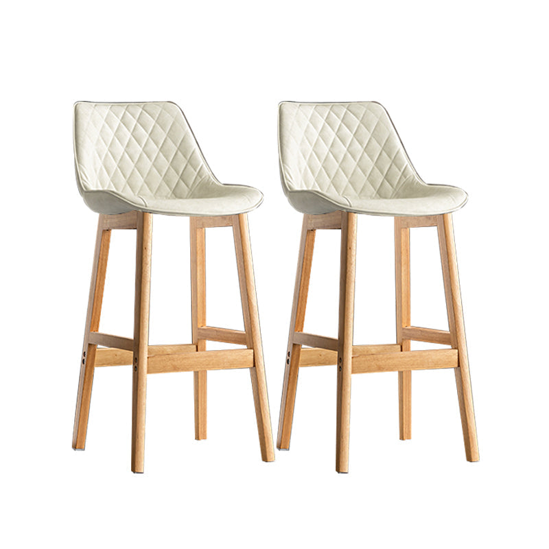 Contemporary Solid Wood Legs Faux Leather Indoor Bar Stools with Footrest Natural White 2 Piece Set Clearhalo 'Bar Furniture' 'Bar Stools' 'bar_stools' 'furn' 'furn_bar_stools' 'Furniture' 'Kitchen & Dining Furniture' 7748319