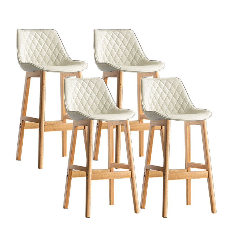 Contemporary Solid Wood Legs Faux Leather Indoor Bar Stools with Footrest Natural White 4 Piece Set Clearhalo 'Bar Furniture' 'Bar Stools' 'bar_stools' 'furn' 'furn_bar_stools' 'Furniture' 'Kitchen & Dining Furniture' 7748320