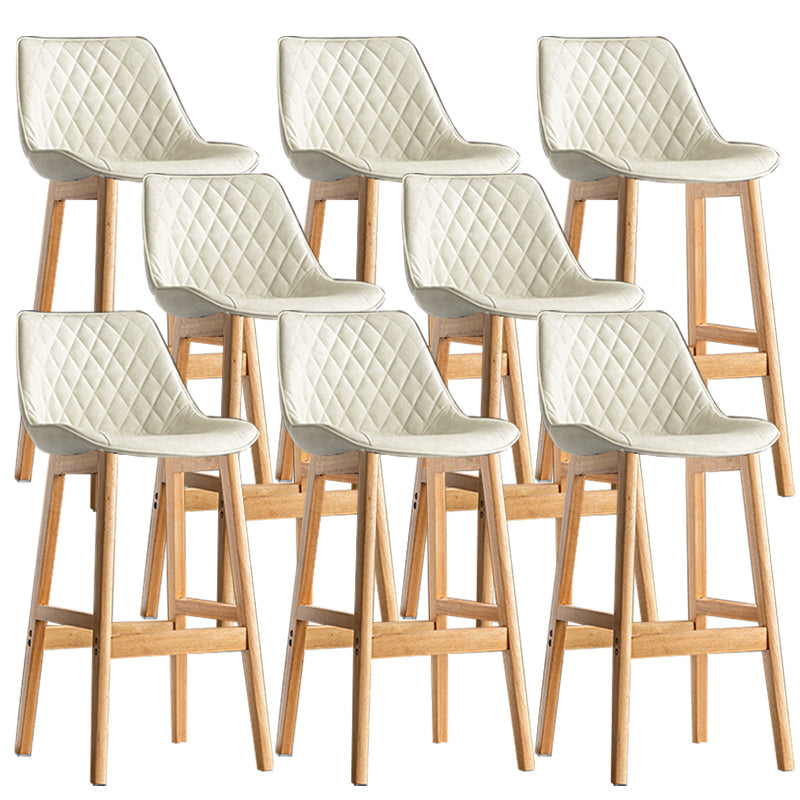 Contemporary Solid Wood Legs Faux Leather Indoor Bar Stools with Footrest Natural White 8 Piece Set Clearhalo 'Bar Furniture' 'Bar Stools' 'bar_stools' 'furn' 'furn_bar_stools' 'Furniture' 'Kitchen & Dining Furniture' 7748322