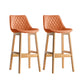 Contemporary Solid Wood Legs Faux Leather Indoor Bar Stools with Footrest Natural Orange 2 Piece Set Clearhalo 'Bar Furniture' 'Bar Stools' 'bar_stools' 'furn' 'furn_bar_stools' 'Furniture' 'Kitchen & Dining Furniture' 7748324