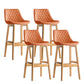 Contemporary Solid Wood Legs Faux Leather Indoor Bar Stools with Footrest Natural Orange 4 Piece Set Clearhalo 'Bar Furniture' 'Bar Stools' 'bar_stools' 'furn' 'furn_bar_stools' 'Furniture' 'Kitchen & Dining Furniture' 7748325