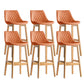 Contemporary Solid Wood Legs Faux Leather Indoor Bar Stools with Footrest Natural Orange 6 Piece Set Clearhalo 'Bar Furniture' 'Bar Stools' 'bar_stools' 'furn' 'furn_bar_stools' 'Furniture' 'Kitchen & Dining Furniture' 7748326