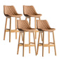 Contemporary Solid Wood Legs Faux Leather Indoor Bar Stools with Footrest Natural Brown 4 Piece Set Clearhalo 'Bar Furniture' 'Bar Stools' 'bar_stools' 'furn' 'furn_bar_stools' 'Furniture' 'Kitchen & Dining Furniture' 7748330