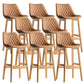 Contemporary Solid Wood Legs Faux Leather Indoor Bar Stools with Footrest Natural Brown 8 Piece Set Clearhalo 'Bar Furniture' 'Bar Stools' 'bar_stools' 'furn' 'furn_bar_stools' 'Furniture' 'Kitchen & Dining Furniture' 7748332