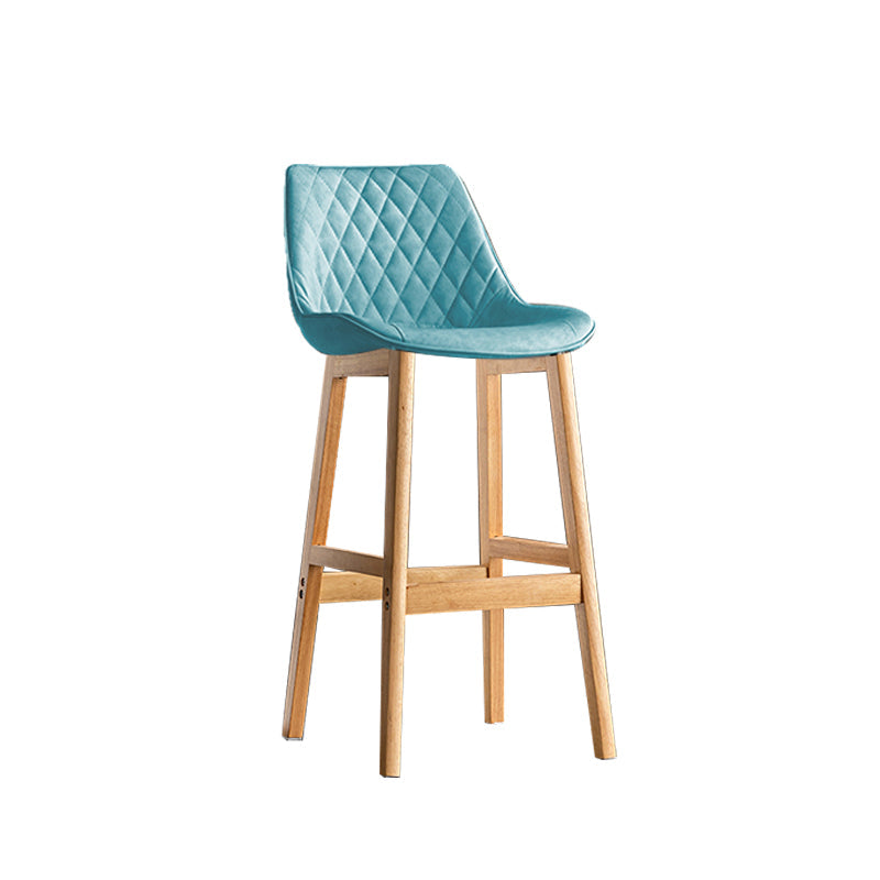 Contemporary Solid Wood Legs Faux Leather Indoor Bar Stools with Footrest Natural Blue 1 Piece Clearhalo 'Bar Furniture' 'Bar Stools' 'bar_stools' 'furn' 'furn_bar_stools' 'Furniture' 'Kitchen & Dining Furniture' 7748333