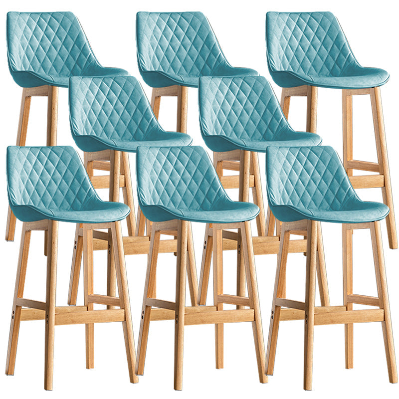 Contemporary Solid Wood Legs Faux Leather Indoor Bar Stools with Footrest Natural Blue 8 Piece Set Clearhalo 'Bar Furniture' 'Bar Stools' 'bar_stools' 'furn' 'furn_bar_stools' 'Furniture' 'Kitchen & Dining Furniture' 7748337