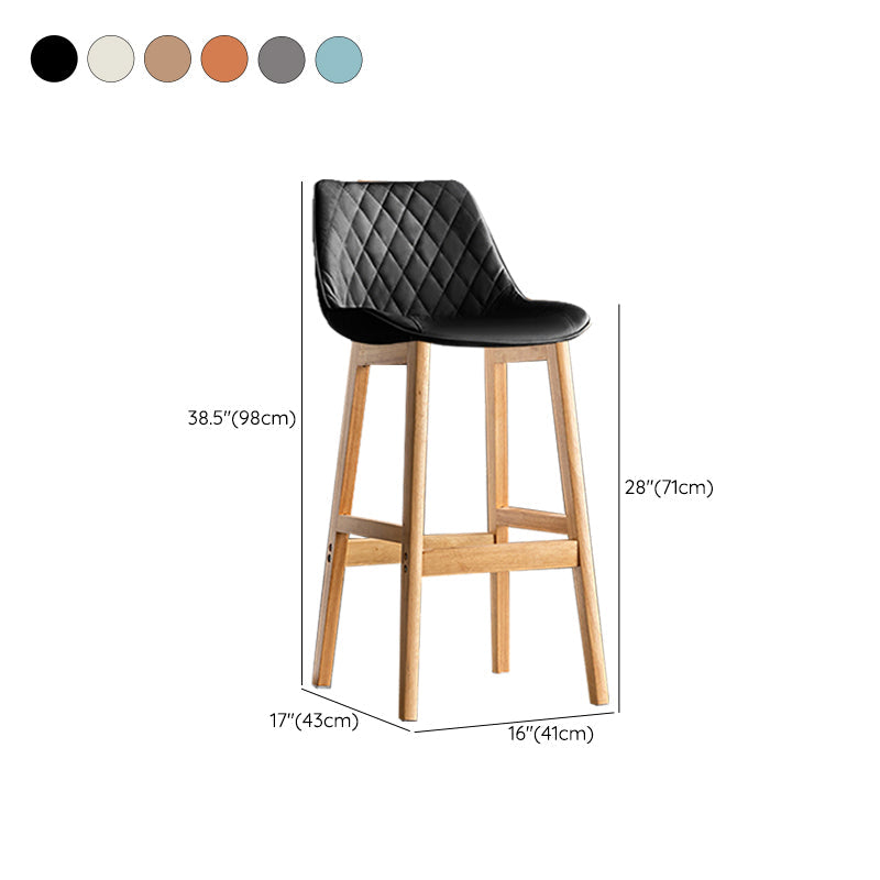 Contemporary Solid Wood Legs Faux Leather Indoor Bar Stools with Footrest Clearhalo 'Bar Furniture' 'Bar Stools' 'bar_stools' 'furn' 'furn_bar_stools' 'Furniture' 'Kitchen & Dining Furniture' 7748338