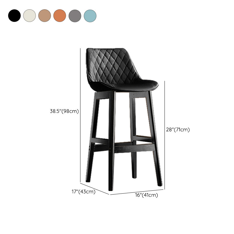 Contemporary Solid Wood Legs Faux Leather Indoor Bar Stools with Footrest Clearhalo 'Bar Furniture' 'Bar Stools' 'bar_stools' 'furn' 'furn_bar_stools' 'Furniture' 'Kitchen & Dining Furniture' 7748339