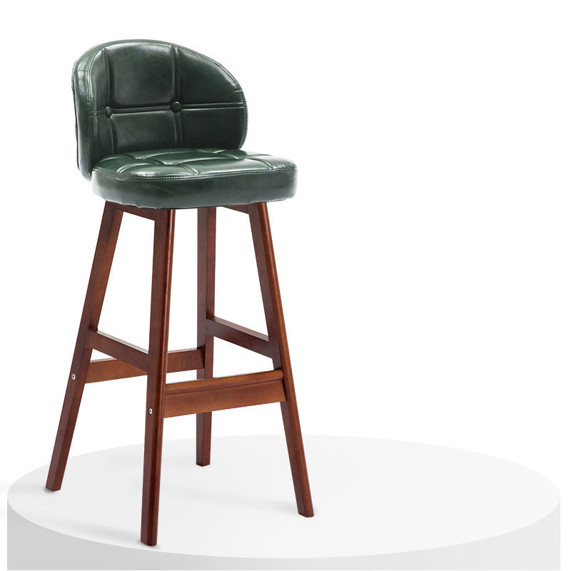 Taburetes de bar de interior contemporáneos de madera de caucho con respaldo bajo y cojín