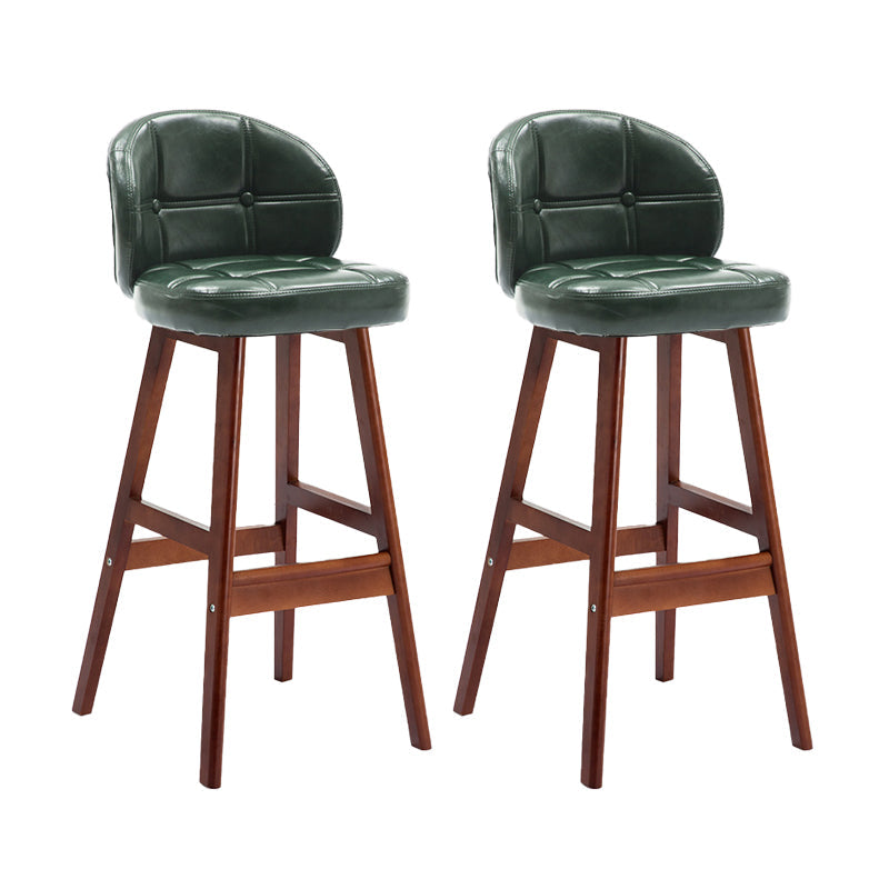 Taburetes de bar de interior contemporáneos de madera de caucho con respaldo bajo y cojín