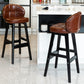 Taburetes de bar de interior contemporáneos de madera de caucho con respaldo bajo y cojín