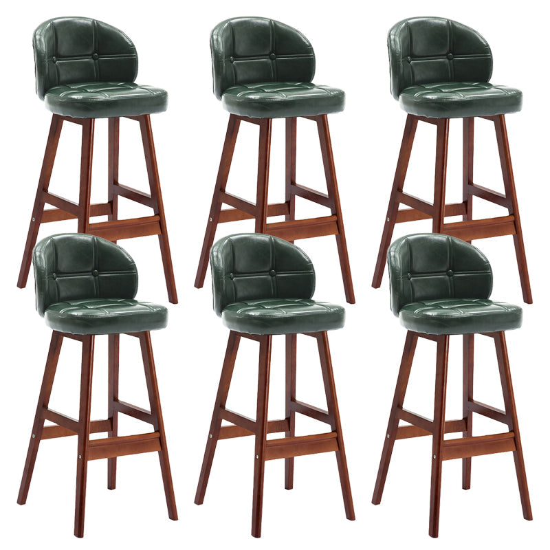 Taburetes de bar de interior contemporáneos de madera de caucho con respaldo bajo y cojín