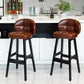 Taburetes de bar de interior contemporáneos de madera de caucho con respaldo bajo y cojín