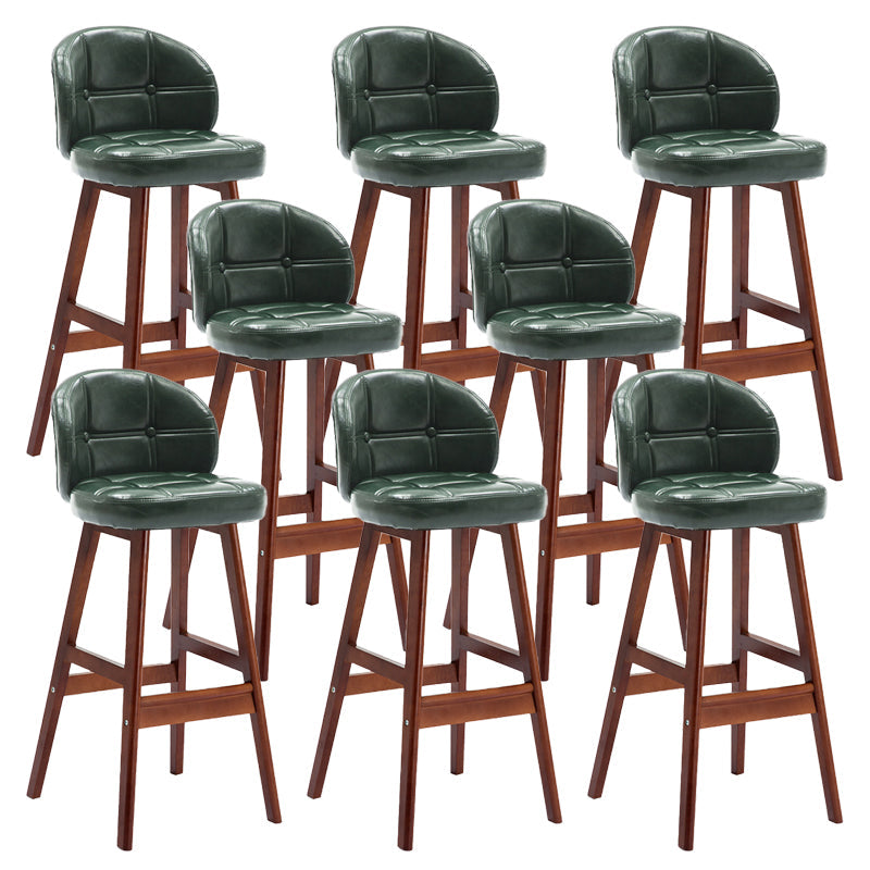 Taburetes de bar de interior contemporáneos de madera de caucho con respaldo bajo y cojín