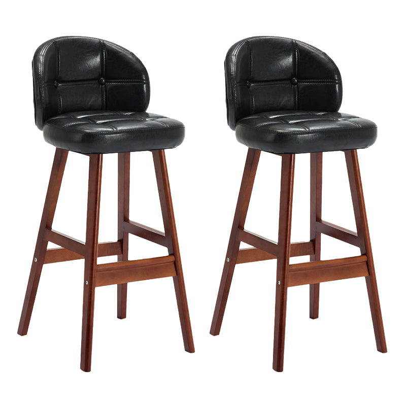 Taburetes de bar de interior contemporáneos de madera de caucho con respaldo bajo y cojín