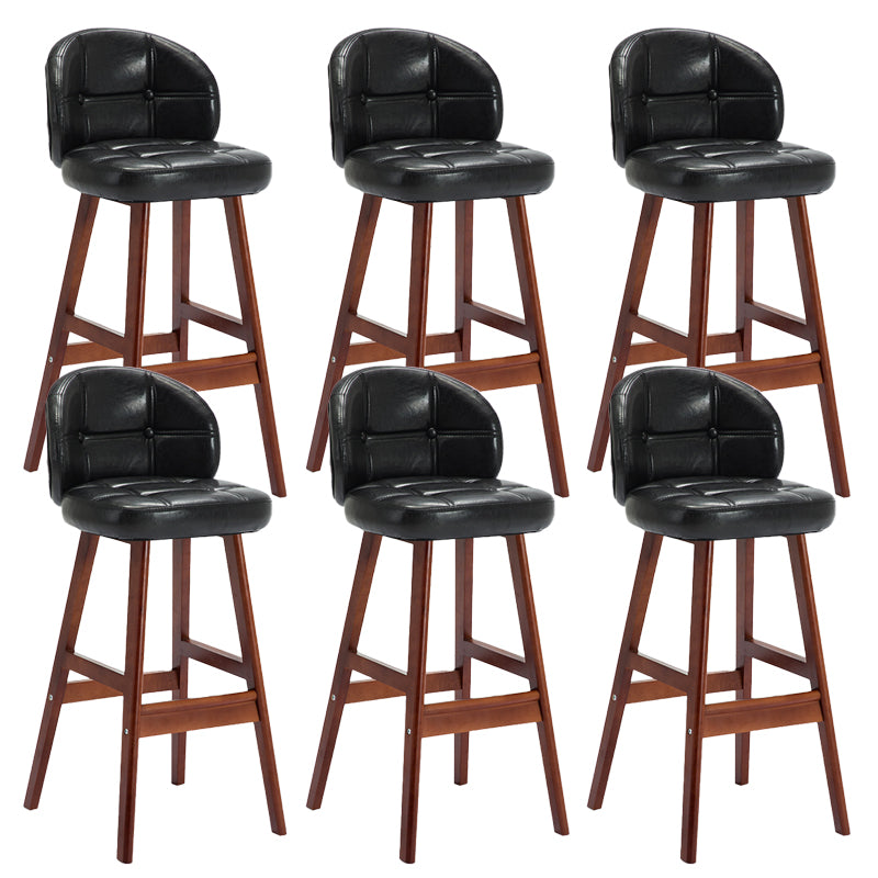 Taburetes de bar de interior contemporáneos de madera de caucho con respaldo bajo y cojín